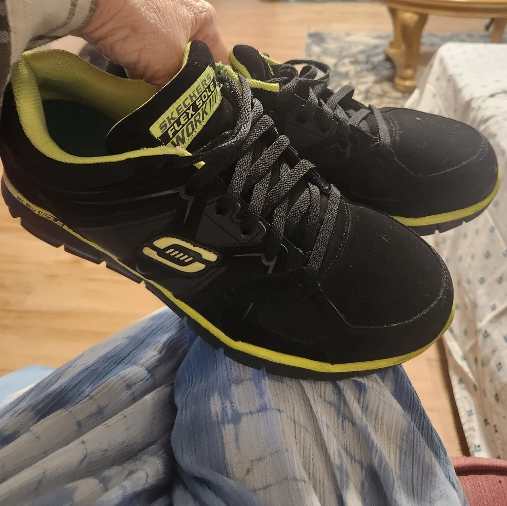 Skechers for Work Mens 77068/bklm Synergy Ekron SIZE 9 LACE UP LEATHER
